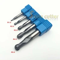 5pcs hrc55 tungsten steel carbide double flute end mill bit milling cutter tools ball nose cnc router r 12345mm