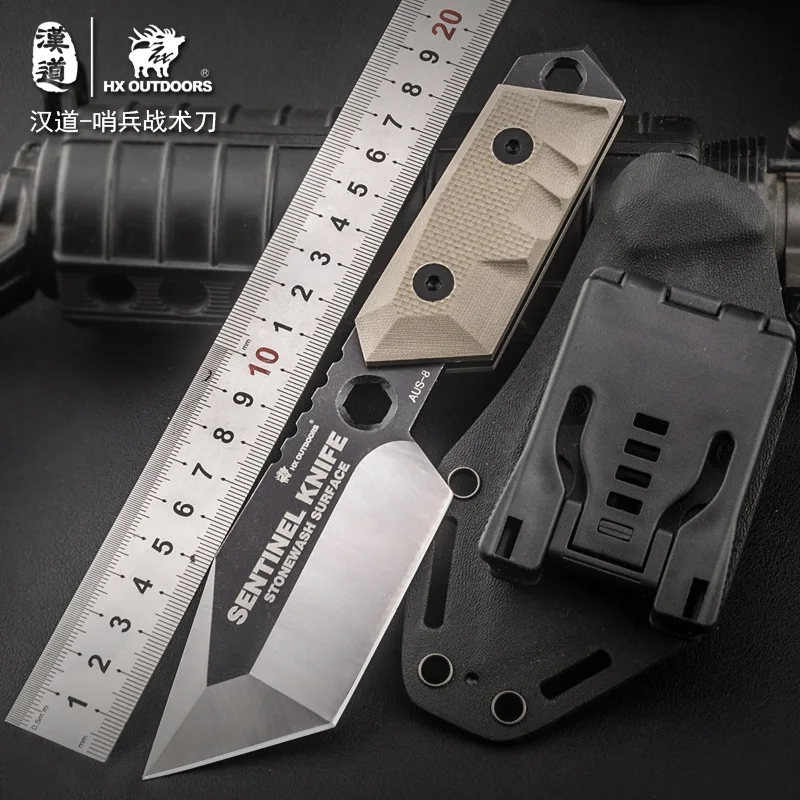 

HX OUTDOORS High Hardness Straight Knife AUS-8 Blade G10 Handle Outdoor Survival Knife Multi Tactical Hunting Knives EDC Tools