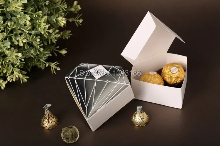 100 шт. бумажные свадебные сувениры коробки для конфет в форме алмаза коробка