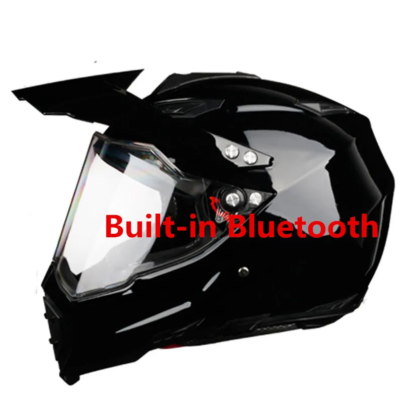 Gloss black Лидер продаж, bluetooth, внедорожные шлемы для горных гонок, полный шлем для лица, moto rcycle moto cross casco casque capacete - Цвет: Gloss black