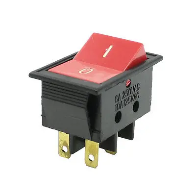 AC 250 В/6A 125 В/10A 4 контакта DPDT I/O красная кнопка кнопки в перекидной клавишный