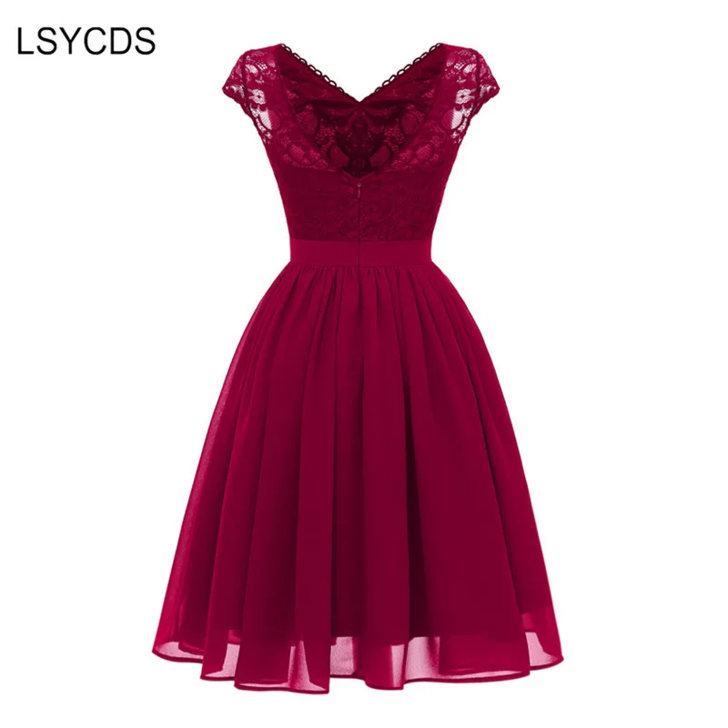 LSYCDS роскошное Ретро женское платье 50s 60s с v-образным вырезом и коротким рукавом