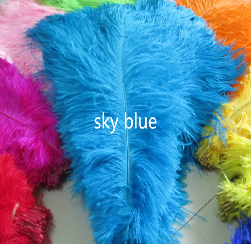 Оптовая продажа 10 шт./лот высокое качество небесно голубой страусиный пух 12