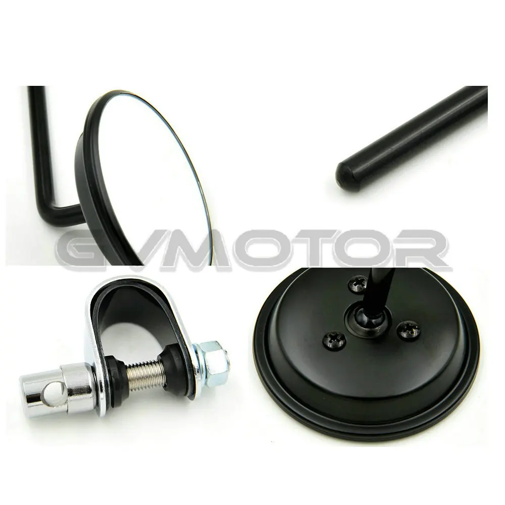 Черное винтажное зеркало заднего вида Cafe Racer с зажимом 3 дюйма для мопеда