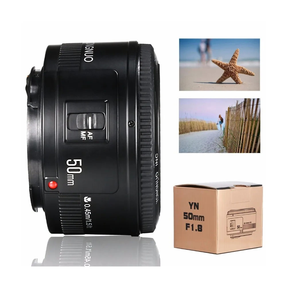YONGNUO YN50mm f1.8 YN 50 мм AF объектив YN50 с автофокусом крышка УФ сумка для цифровых