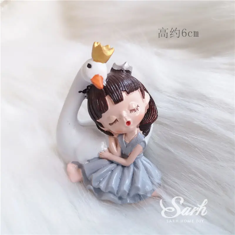 Swan sleeping girl Bling ЛЕБЕДЬ Спящая девушка украшения Ангел перо Торт Топперы счастливый день детей день рождения вечерние принадлежности сладкие подарки - Цвет: Swan sleeping girl
