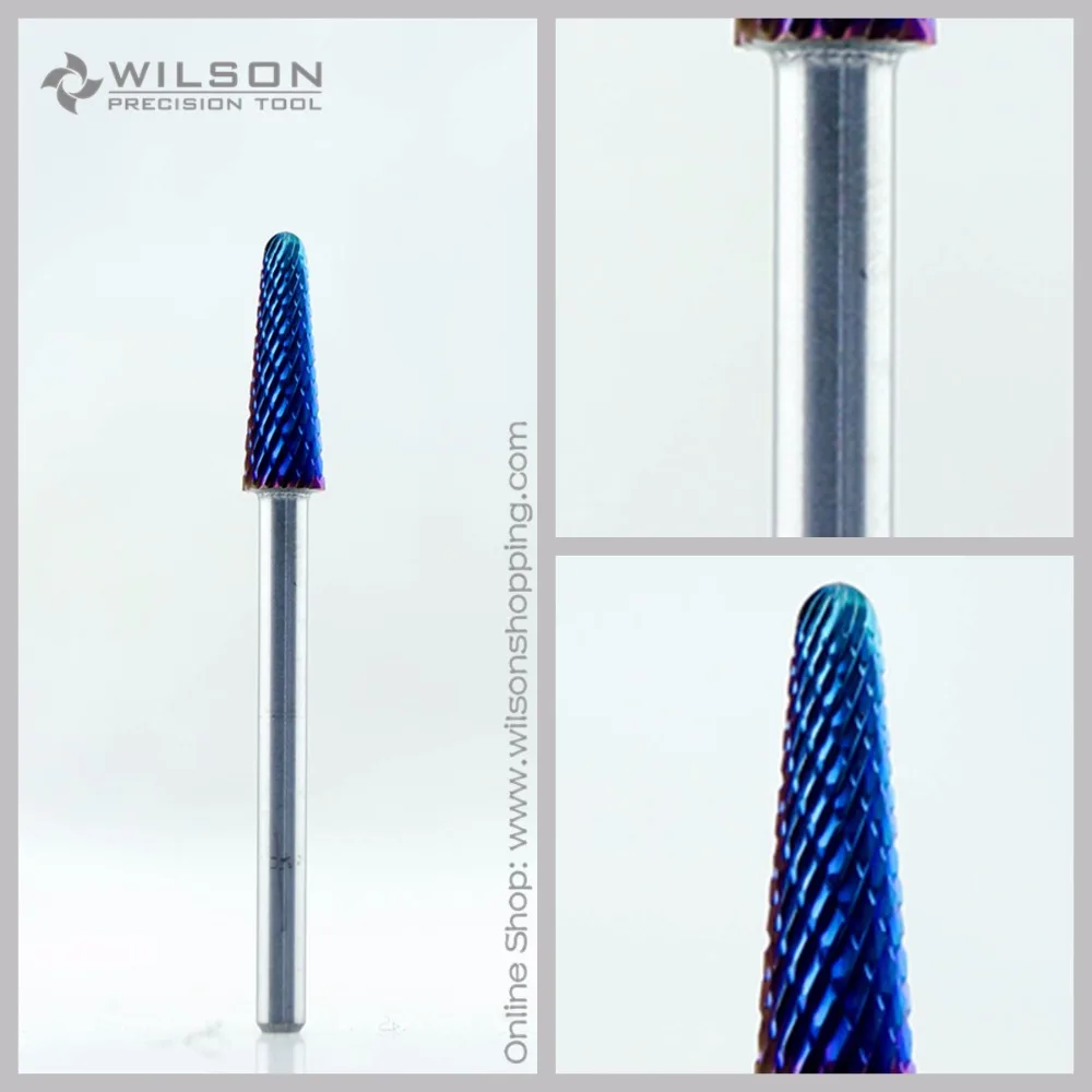 

Cone Bit - Coarse (C-113100) - Blue Nano Coating - WILSON Tungsten Carbide Nail Bit For Electric Manicure Dril
