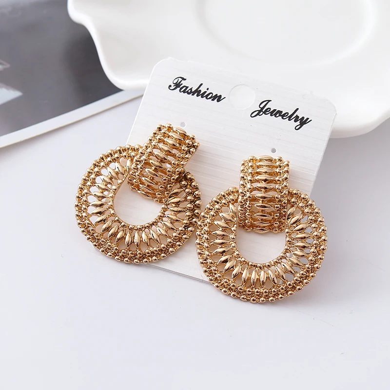 

New fashion Gold silver big Joker round metal earrings earrings fashion earrings wholesale women