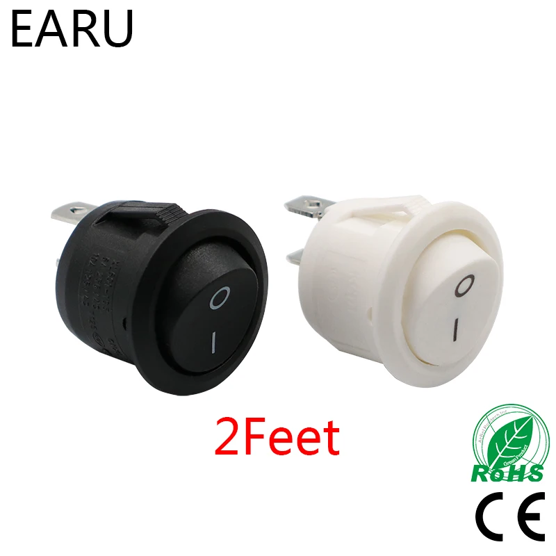 10 шт. AC 6A 10A 250V On Off Snap SPST круглая лодка клавишный переключатель черный 2 контактный