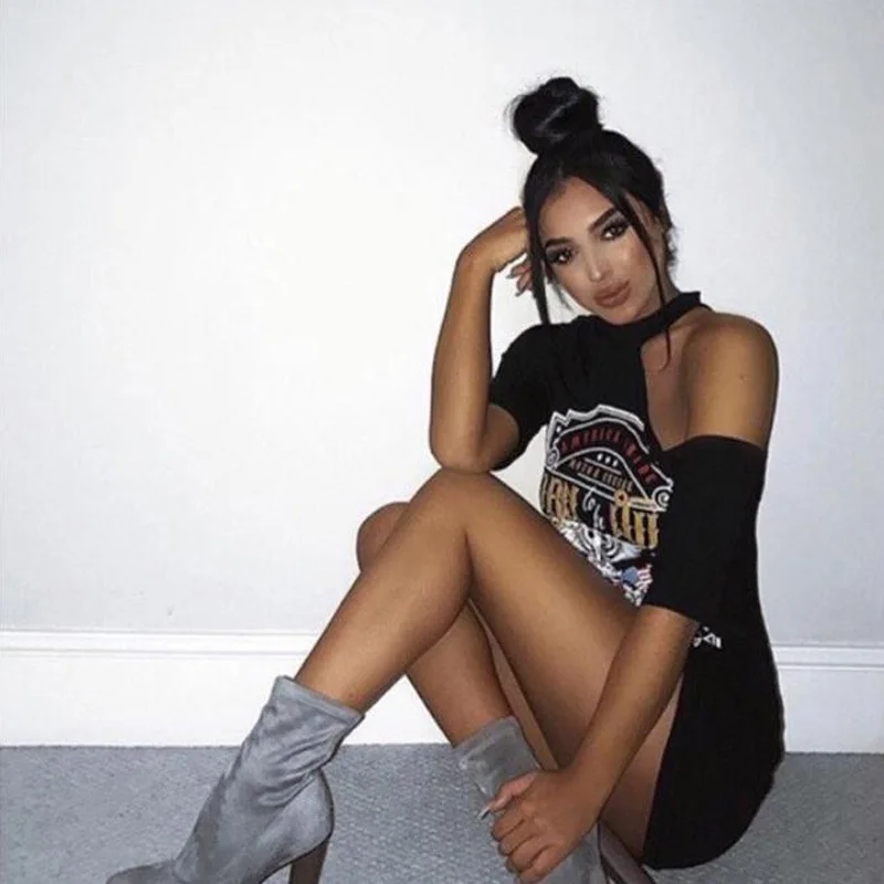 2017 Новый женщины длинные блузка с коротким рукавом печатных футболки случайные