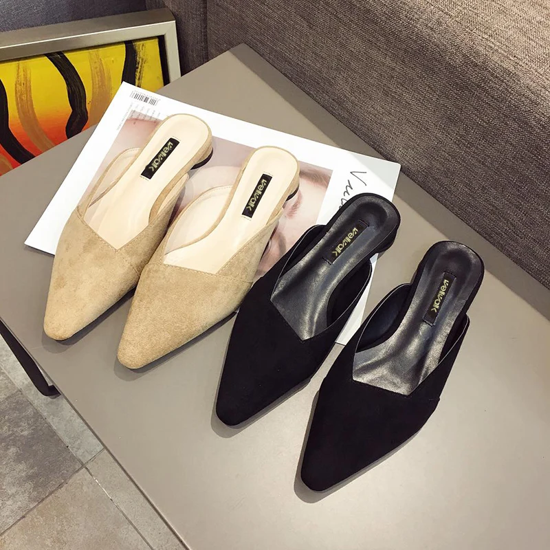 Wellwalk/женские шлепанцы на плоской подошве с острым носком из искусственной замши