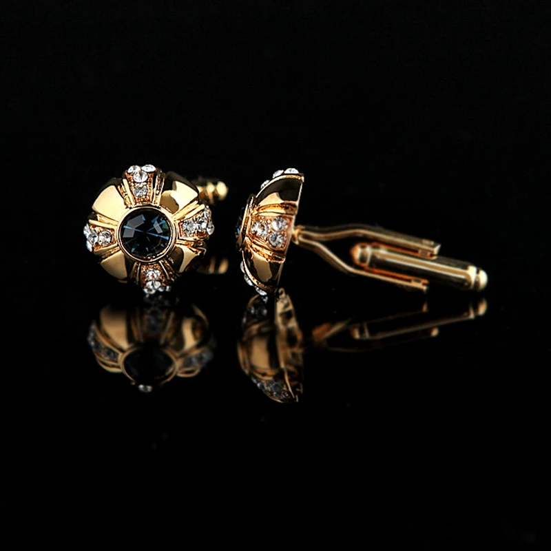 KFLK ювелирные изделия рубашки модные запонки для мужчин бренд Кристалл Запонки мужские роскошные свадебные Кнопка Золото Высокое качество