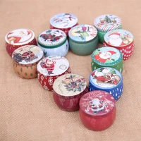 1pc christmas iron box santa claus snowman mini tin gift box cookies candy boxes for party baby shower wedding favours
