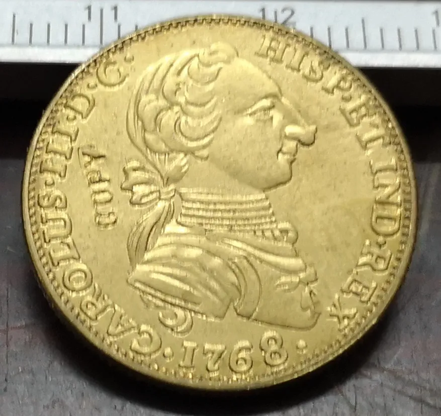 1768 Колумбия 2 Escudos позолоченная монета КОПИЯ | Дом и сад