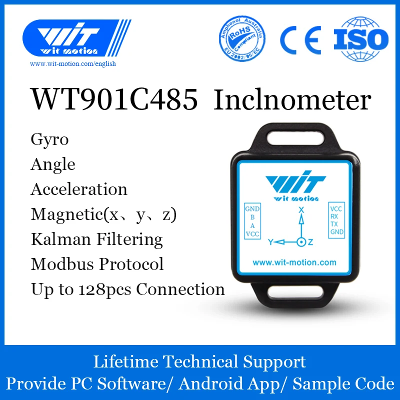 Witmotion WT901C485 высокой стабильностью 9-Axis AHRS Инклинометр акселерометр+ гироскоп+ Угол+ магнит(XYZ), RS485 протокол Modbus