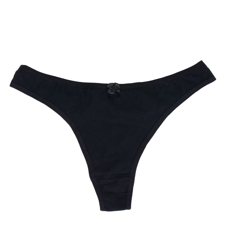 Женские однотонные трусики-стринги из спандекса с бантом | Женская одежда