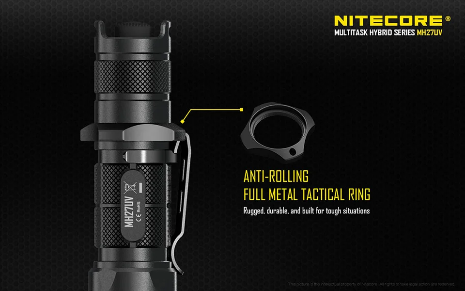 Nitecore MH27UV CREE XP-L HI V3 365 нм Ультрафиолетовый Красный Синий УФ светодиодный фонарик с аккумулятором 3100 мАч+ зарядка через USB