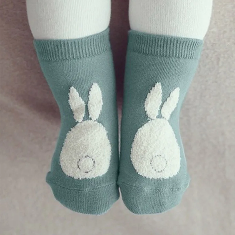 Детские теплые носки плюшевые для новорожденных из чистого хлопка с мультяшным