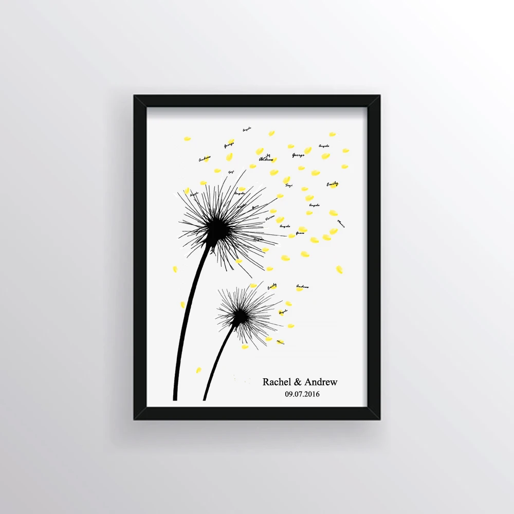Пользовательское имя Дата Печать холст Гостевая книга черный Одуванчик