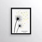 Гостевая книга на холсте с датой и именем на заказ, черный Одуванчик, отпечаток пальца, сувенир сделай сам, для подписи, HK049