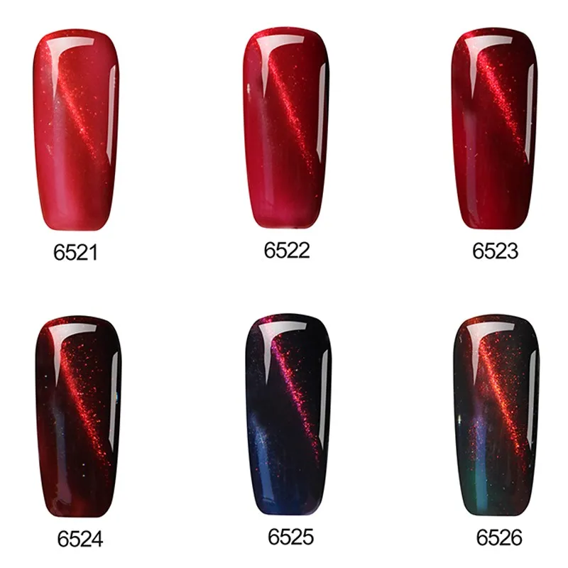Huration 3D Glitter Red Flame Cat Eye UV 8ML Gel Nail Polish Soak Off Semi-permanent DIY Cat's Eyes Magnet Lacquer | Красота и