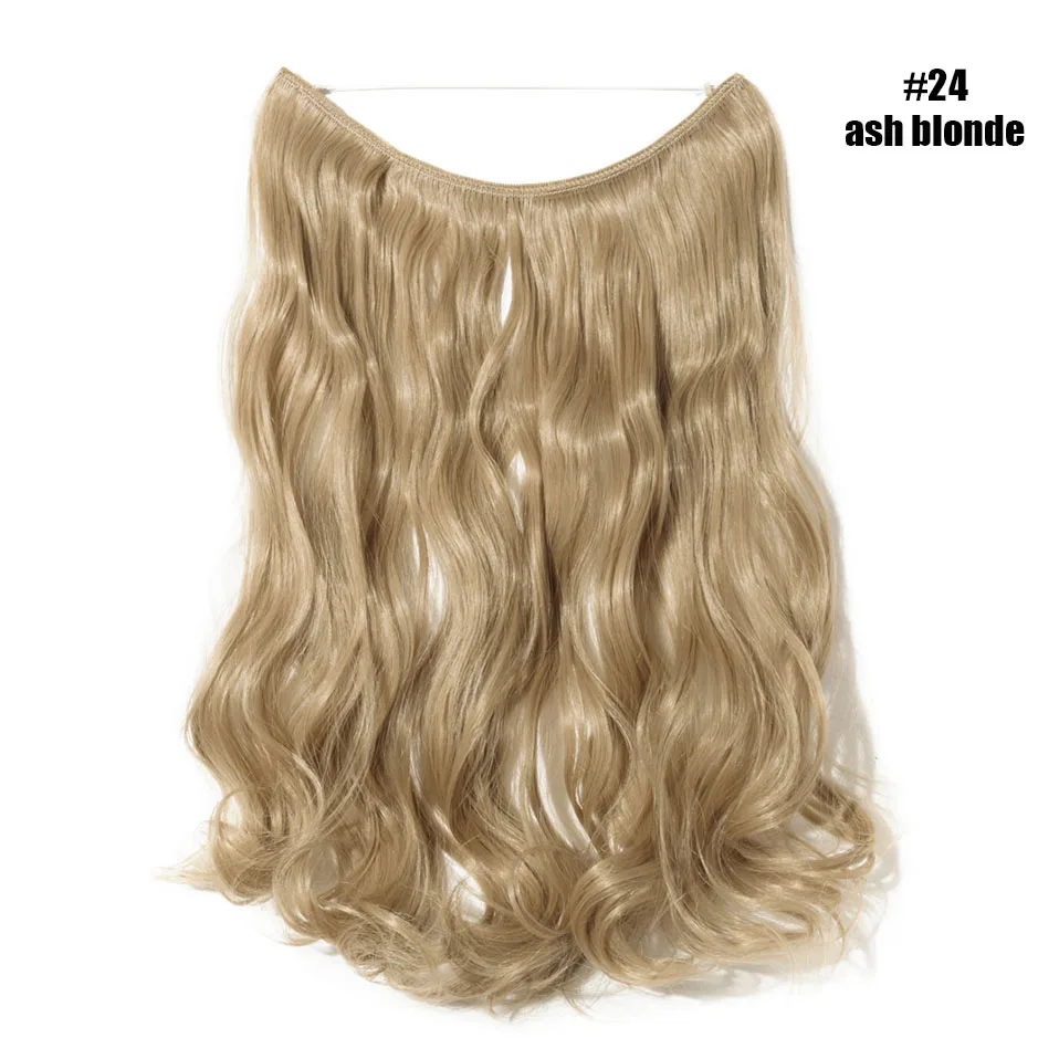ash blonde S-noilite Secret Fish Line волосы для наращивания натуральные длинные вьющиеся синтетические невидимая проволока без зажимов накладные волосы для женщин - Цвет: ash blonde