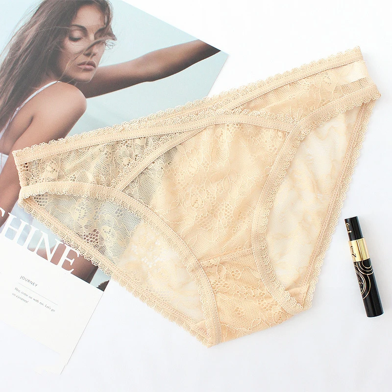 Женские трусики с заниженной талией Roseheart черные серые хлопковые кружевной