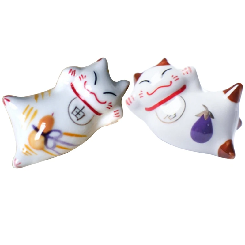 1 шт., палочки для еды Lucky cat, держатель, японские керамические палочки для еды, керамические палочки для еды Lucky Cat Home, отель, керамические s Cute - Цвет: HG13082Random