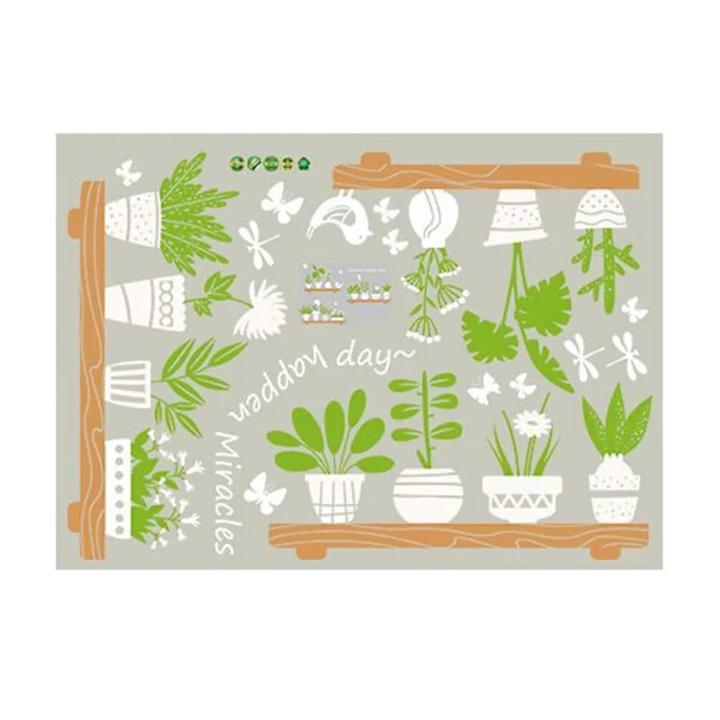 Растения знак магазин Стекло двери кафе украшение стены наклейки милые