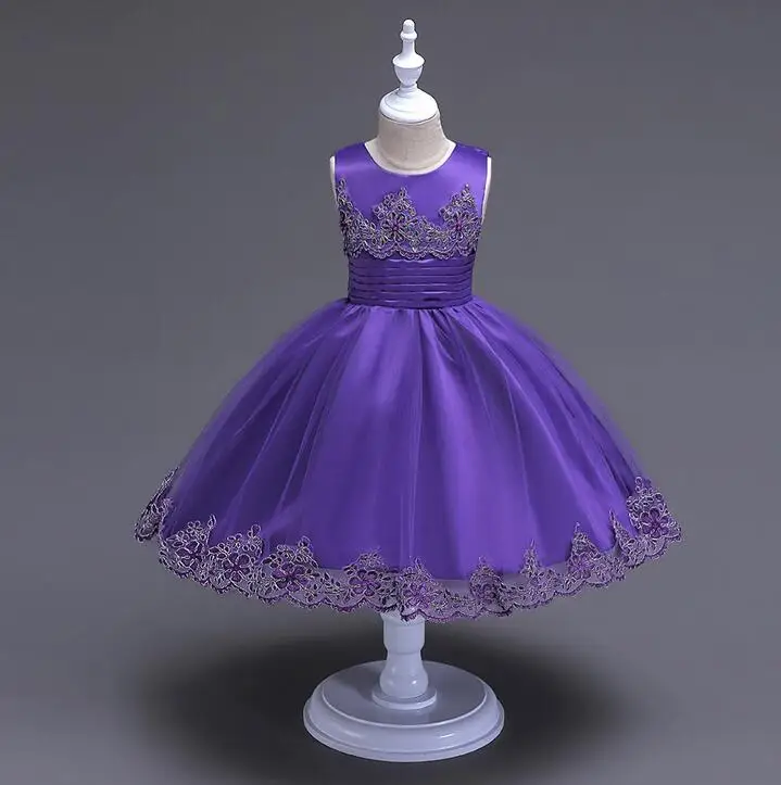 2018 Flower Girl Dress Baby Kids Girls Children's Tulle Ball Gown Embroidered Bow Lace Dresses for Weddings Party | Детская одежда