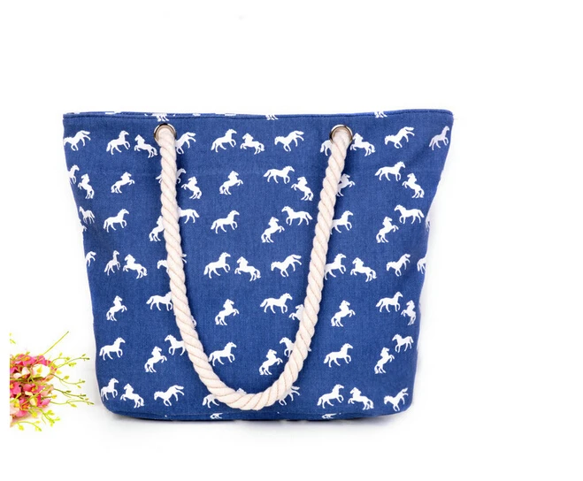 Большая Холщовая Сумка тоут с принтом в полоску женская летняя повседневная