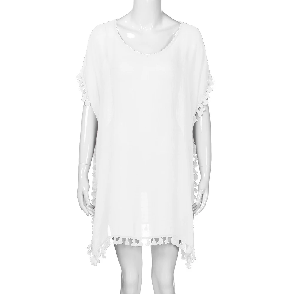 

Women Cotton Beach Blouses Shirts Kimono O Neck Backless Blusas Mujer De Moda Camisa One Size Tops