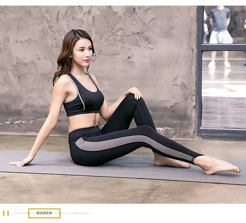 New Yoga Clothing Suit Female Sense Three-piece Outdoor Running Quick-drying Gym Fitness Clothes pants gym clothing |