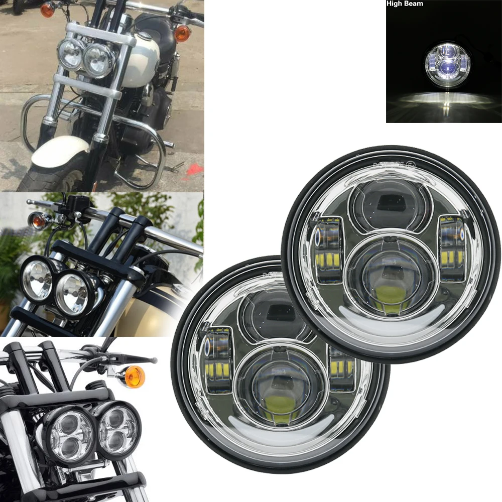 1 пара черный 4 65 &quotдля Fat Bob мотоцикл светодиодные фары с Hi/Lo луч ангельские глаза