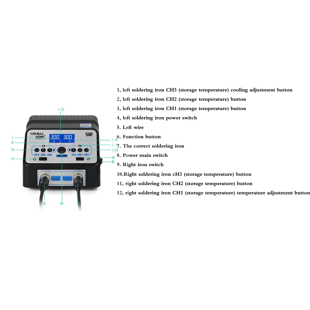 YIHUA 938D+ паяльники Высокая мощность паяльник Пинцет Ремонт паяльная 110 В 220 В Электрический паяльник набор станций