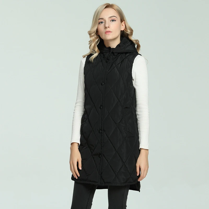 Зимний жилет женские Куртки рукавов однобортный куртка с капюшоном хлопковой