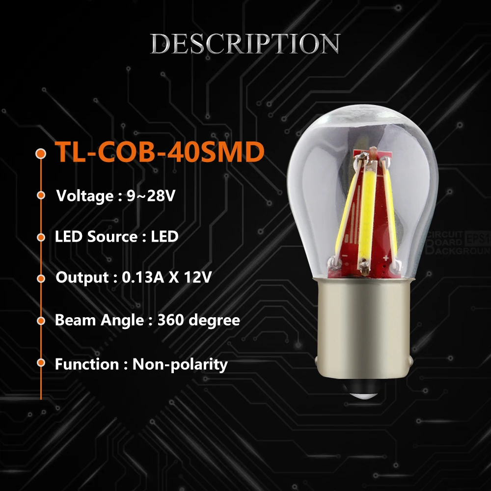 4 шт Стекло COB 40 SMD 12V авто лампа S25 1156 BA15S P21W BAU15S 1157 Белый светодиодный сигнальный