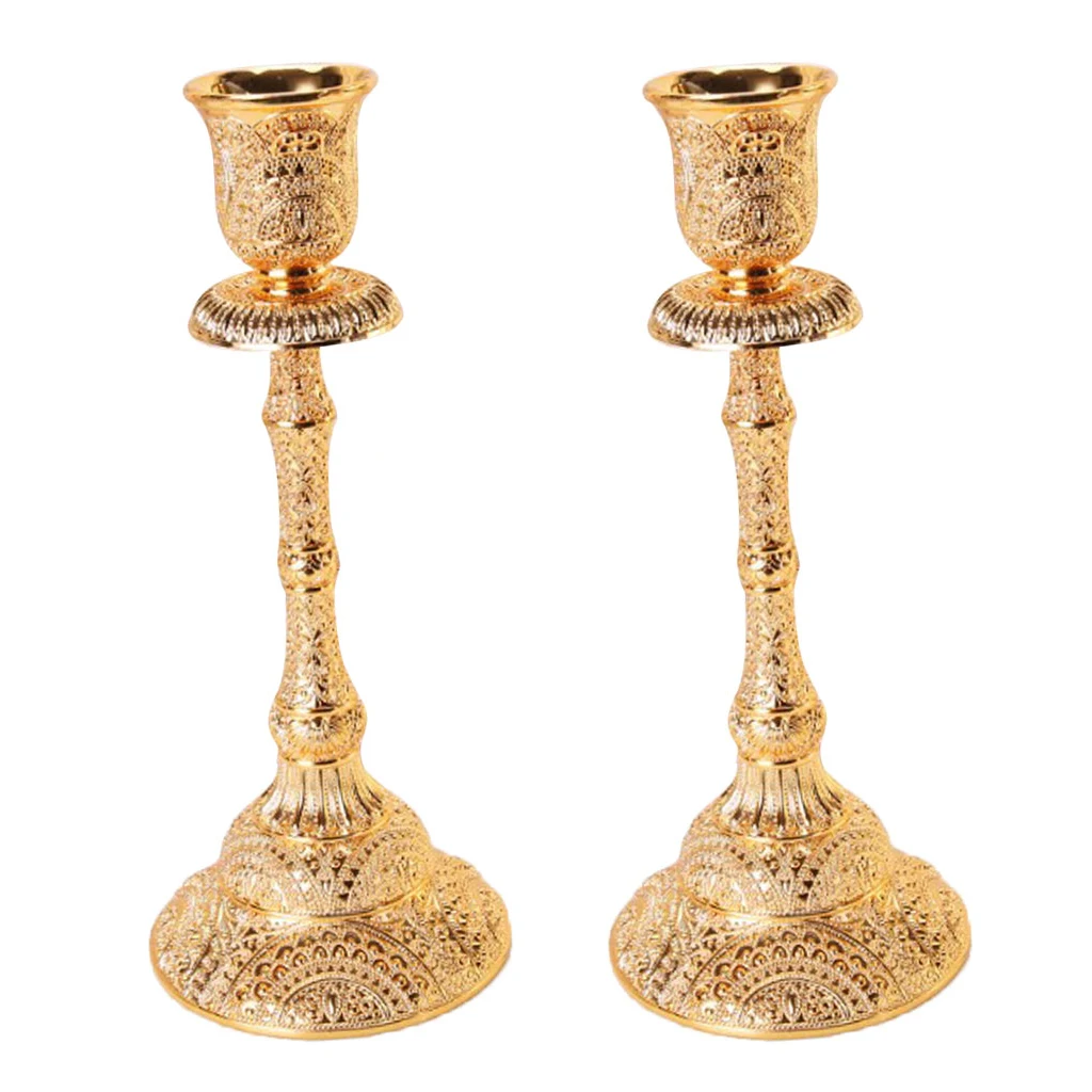 2pcs Luxurious Gold Color Candelabra Candle Holder Single Arm Gift for Weddings Home Party Spa Votive Garden | Дом и сад