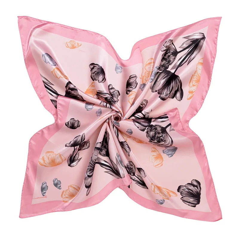 Женский атласный квадратный шарф с цветочным принтом 90x90|flower silk scarf|silk scarf elegantsilk |