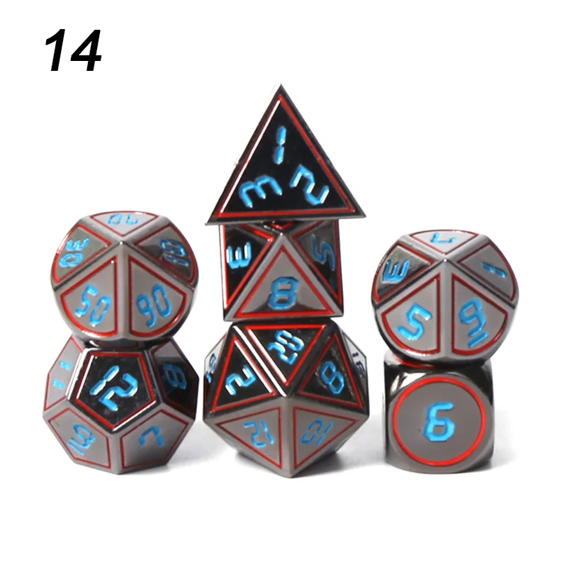 Chengshuo игральные кости DND Металл РГП набор многогранных подземелья и дракон d20 10 8 белые настольные игры цинковый сплав зеленый цифровой рисунок кости - Цвет: 14