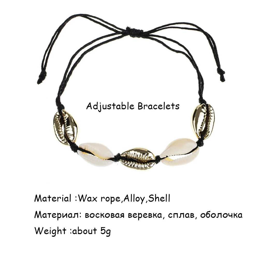 New Shell Charm Bracelets Bangles For Women Men Braided Adjustable Rope Chain Beach Seashell Friendship Bracelet Fashion Jewelry | Украшения
