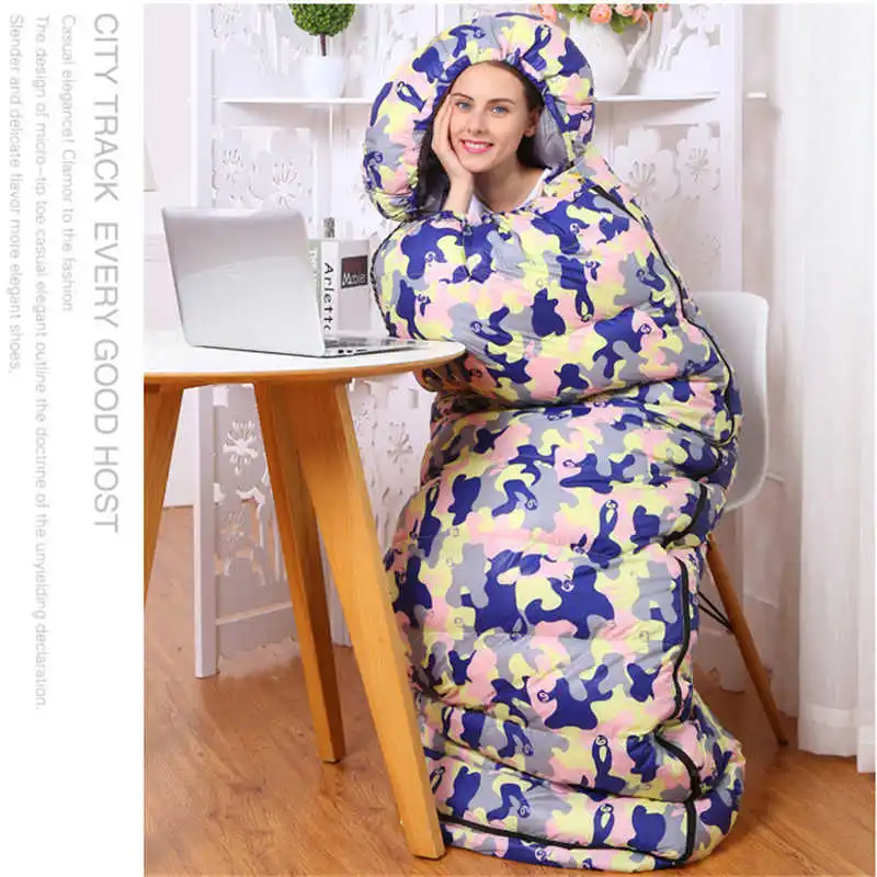 1500g CamouflagePink Легкий тепловой человек в форме 0 градусов 950 гусиный пух заполненный спальный мешок военный - Цвет: 1500g CamouflagePink