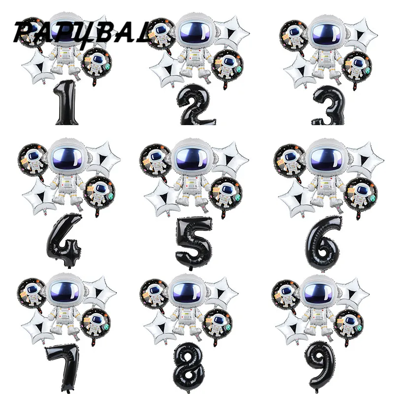 6 шт. воздушные шары на день рождения с черным номером фольгированные украшения