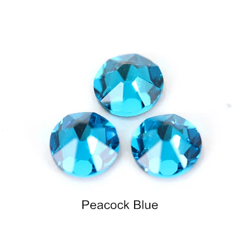 Peacock Blue 2088 лучшее качество Кристалл стекло не горячей фиксации Стразы дизайн ногтей Стразы Блеск Стразы с 16 гранями B3412 - Цвет: Peacock Blue
