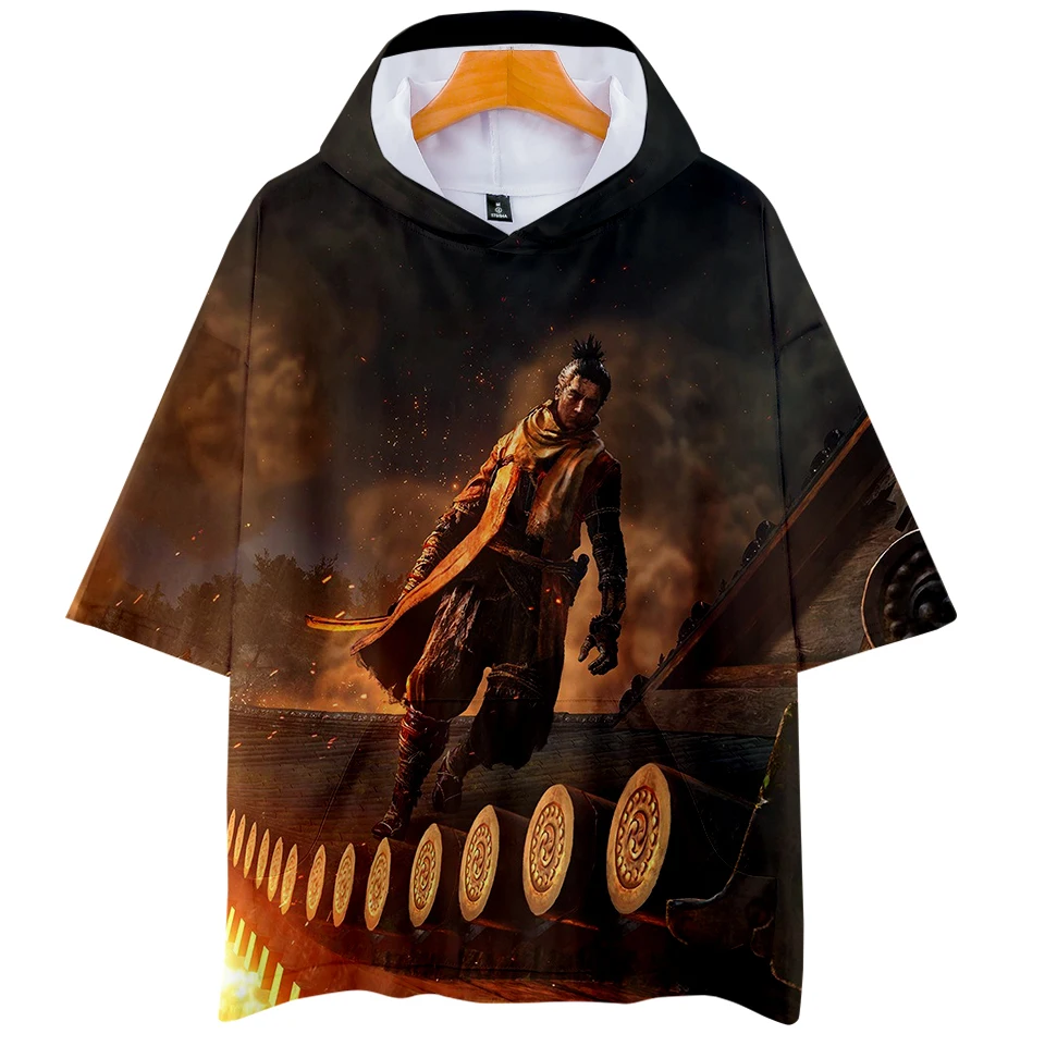 Мужская одежда Harajuku 3d футболка с капюшоном Sekiro аниме хип-хоп футболка Летняя с коротким рукавом Мужская Уличная одежда размера плюс