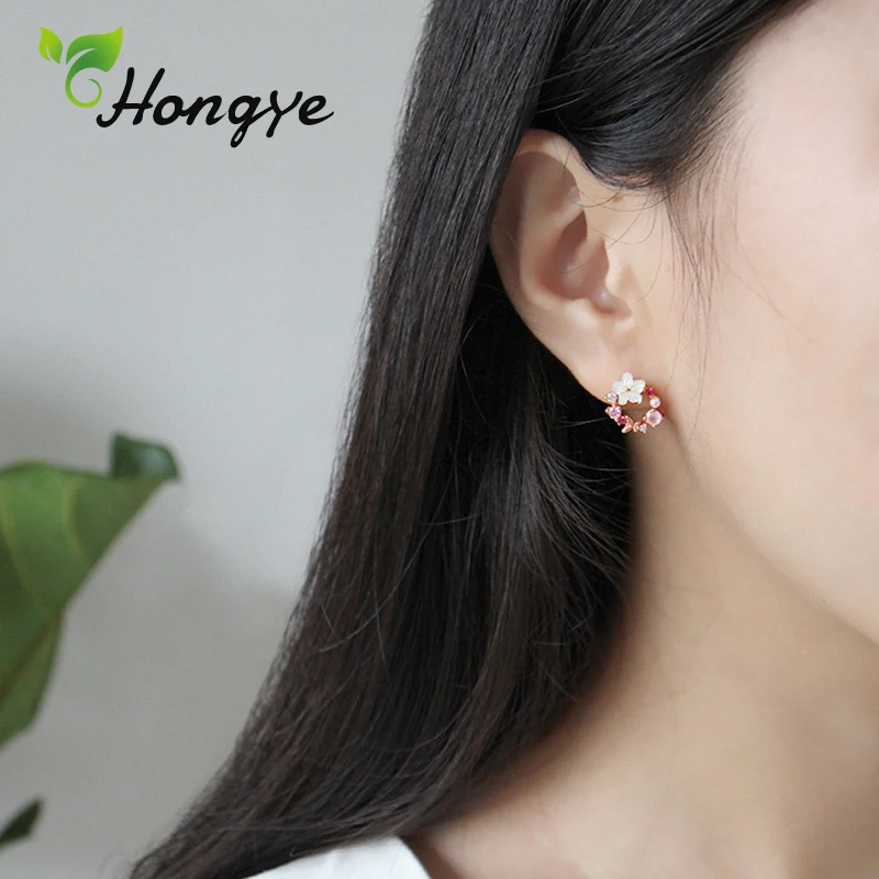 Женские серьги с натуральным жемчугом Hongye ажурные для ушей из серебра 925 пробы