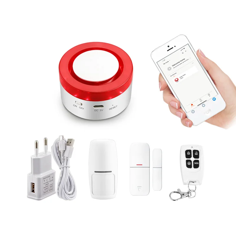 

Умный дом с поддержкой Wi-Fi сигнализация сирена для приложение Smart life Совместимость 433 МГц сигнализации датчики smart gateway сирена «Два в одном» С...