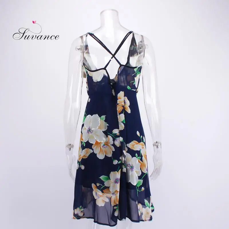 Suvance летнее сексуальное женское короткое пляжное платье с открытой спиной и v