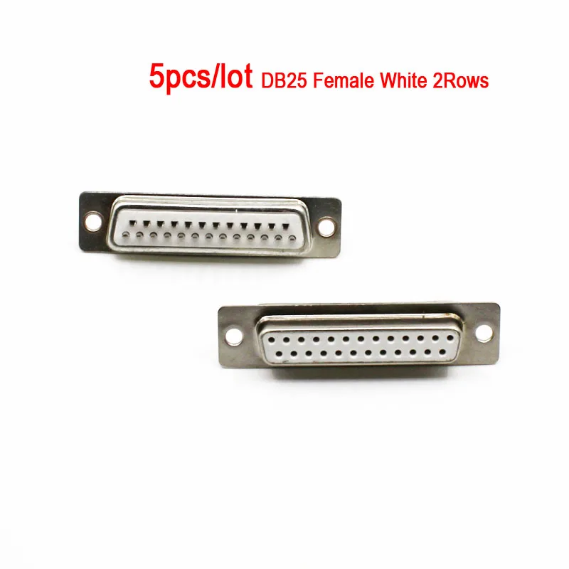DB25F-2R-WH-5pcs DB25 DB26 25P 26P параллельно-последовательный порт Женский Мужской провод припоя Разъем VGA адаптер Пластиковый металлический корпус крышка - Цвет: DB25F-2R-WH-5pcs