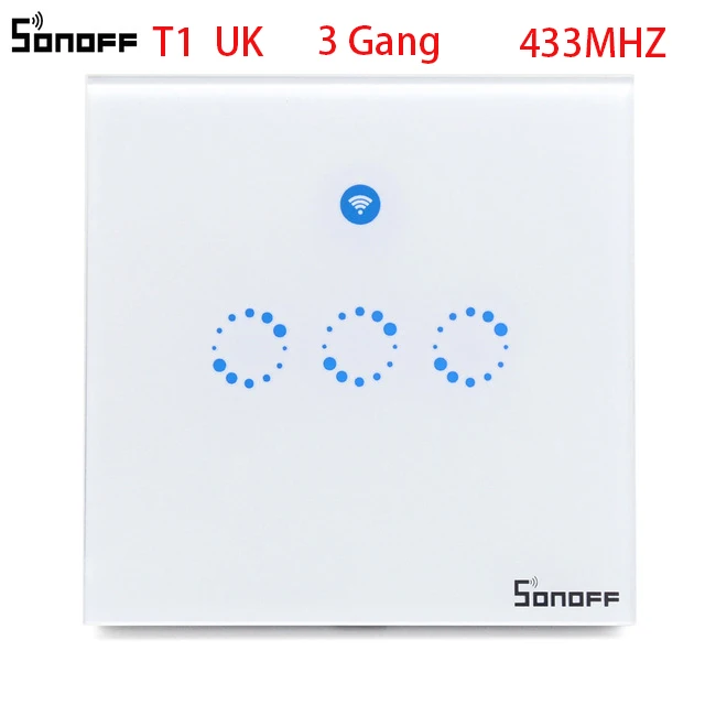 T1 UK 3C ITEAD Sonoff T1 ЕС Великобритания США Смарт Wi-Fi APP/Touch Управление настенный выключатель света 1/2/3 Gang 86 Тип стены сенсорный выключатель Умный дом - Комплект: T1 UK 3C